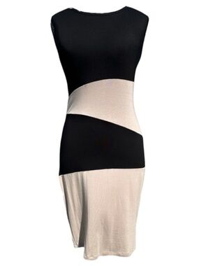 Calvin Klein Feminine Black And Beige Color Block sleeveless classy sheath Dress